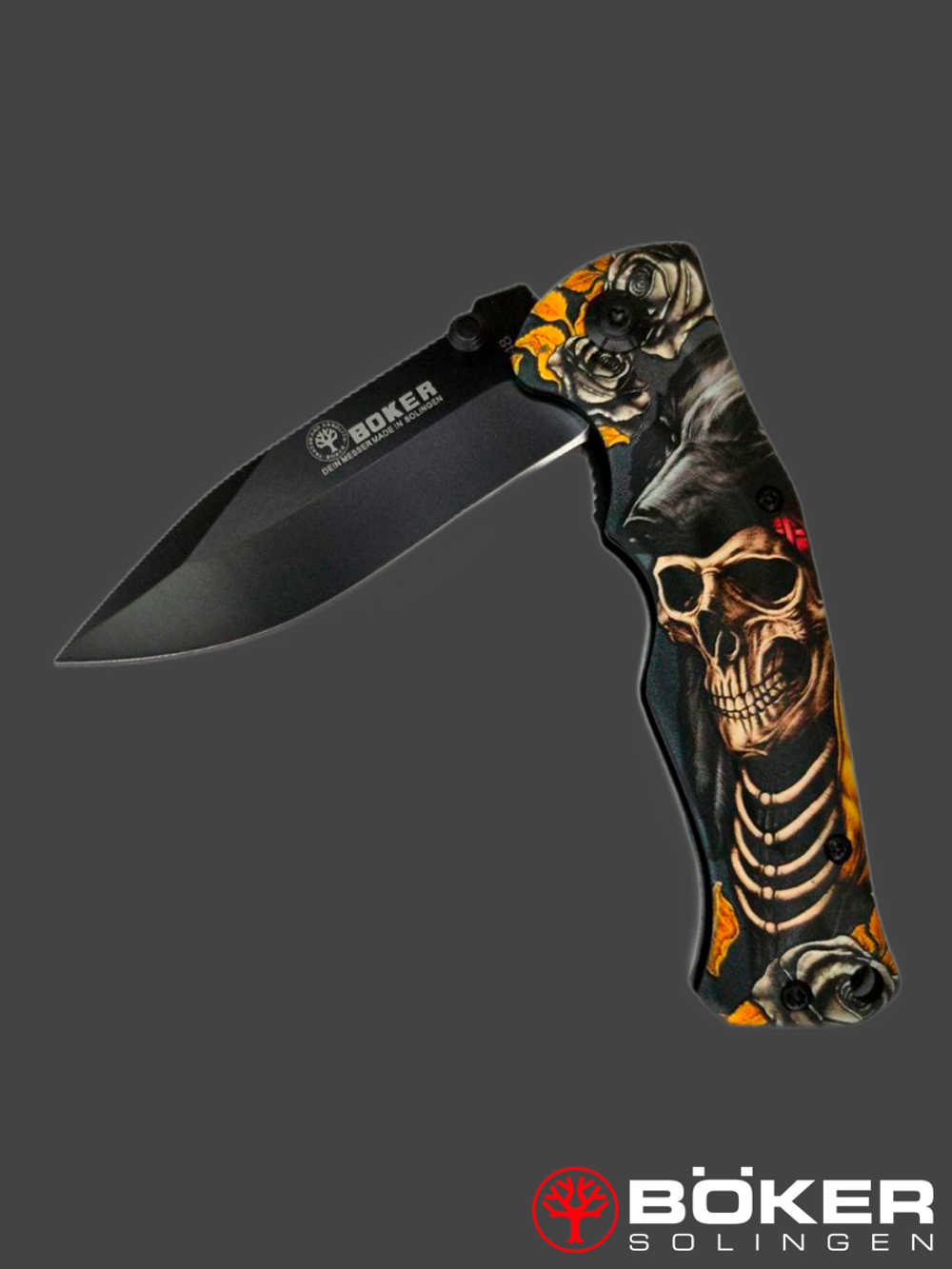 Нож складной BOKER (реплика) B048. Со скелетом пирата