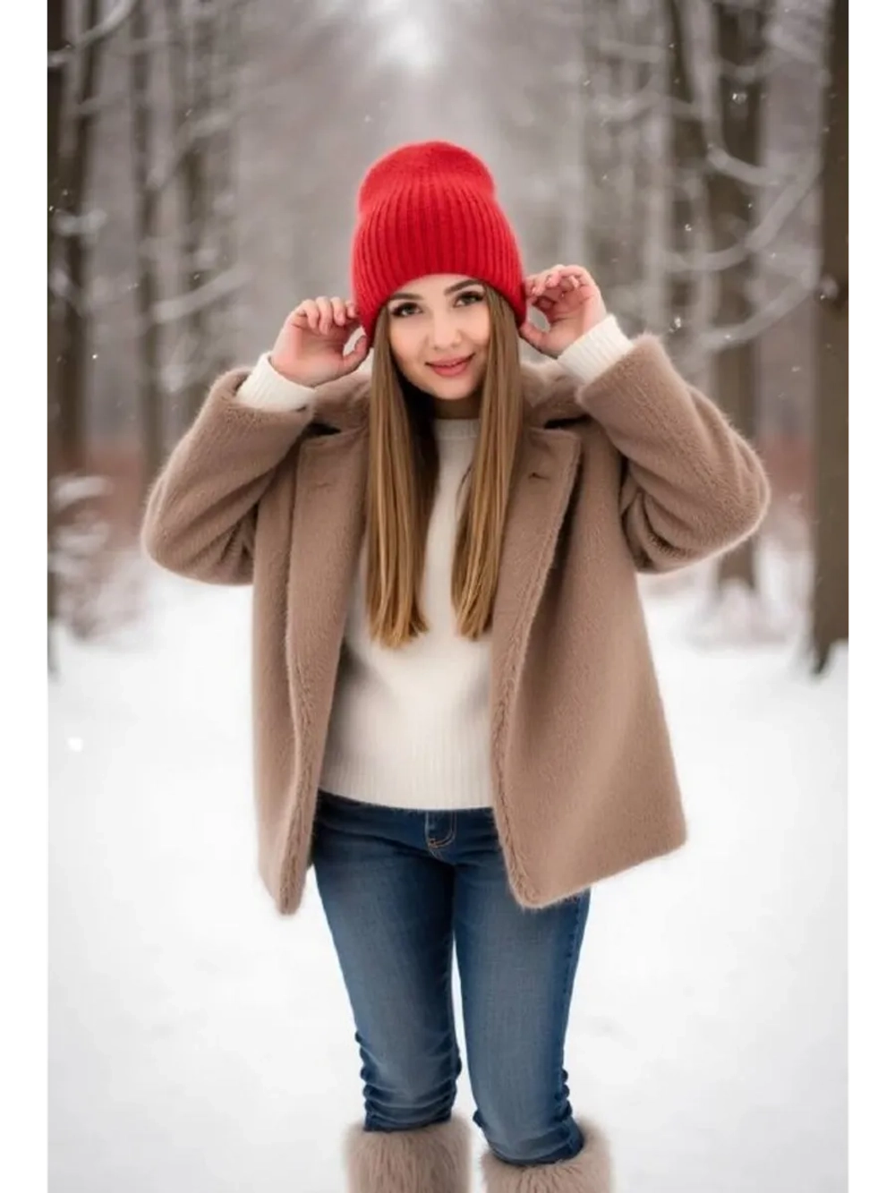 шапка ангора зимняя пушистая вязаная модная