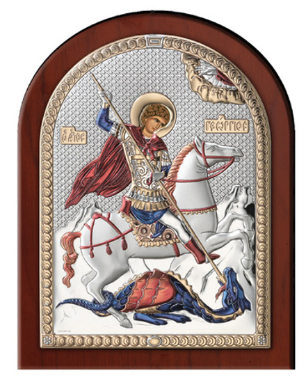 Серебряная икона Святой Георгий