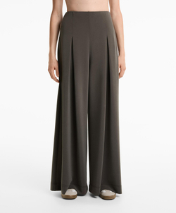 OYSHO Широкие брюки со складками из мягкого на ощупь модала, серо-коричневый