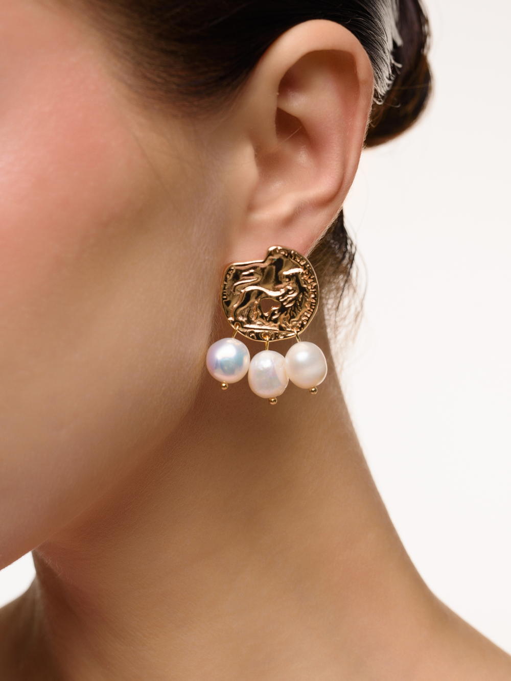 Серьги "Pearl Coin" Bicolor