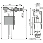 Арматура к смыв. бачку стоп-кноп.ALCAPLAST/Alcadrain хр.кн.бок.подв унив колонка SA2000K 3/8" лат