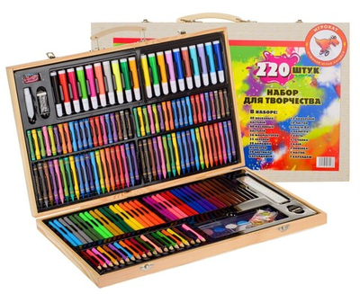 Набор для рисования "Игрокат №3" 220 предметов в деревянном кейсе