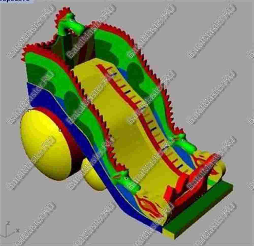 Коммерческий надувной батут-горка "Огненный дракон" 15*7*9 м