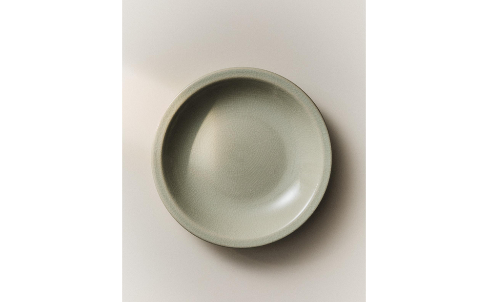 Zara Home тарелка глубокая из каменной керамики, цвет зелёный, 21.7 см