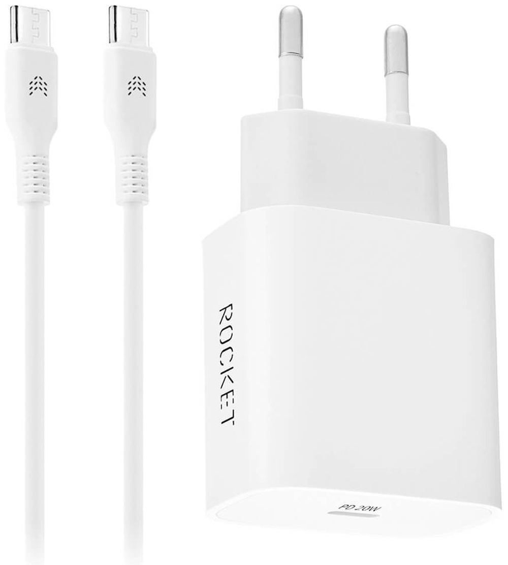 Зарядное устройство Rocket RWCC506WH20CC-C USB Type-C белый
