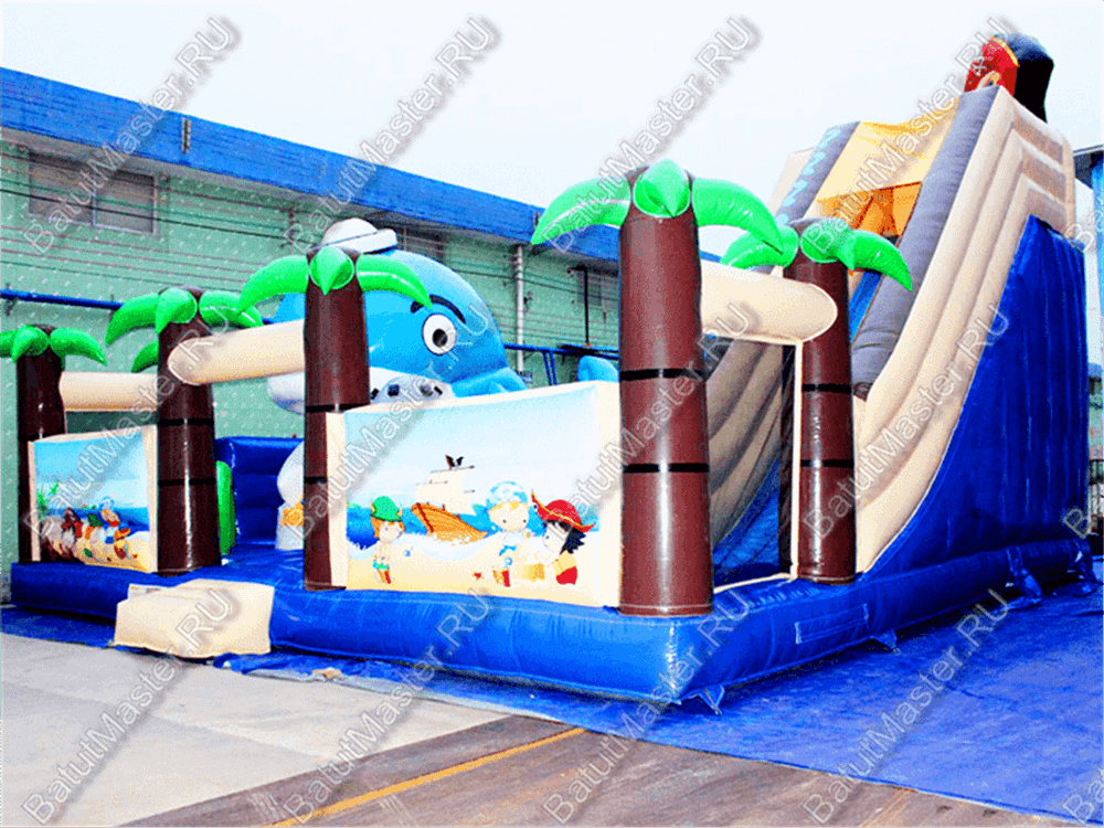 Коммерческий надувной батут "Акула и пираты"