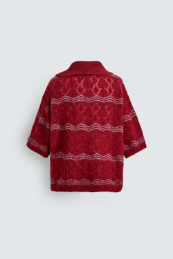 ZARA Х DISNEY ВЯЗАНОЕ АЖУРНОЕ ПОЛО, ТЕМНО-РОЗОВЫЙ