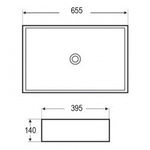 Раковина накладная прямоугольная 65,5*39,5*14 см.  31659