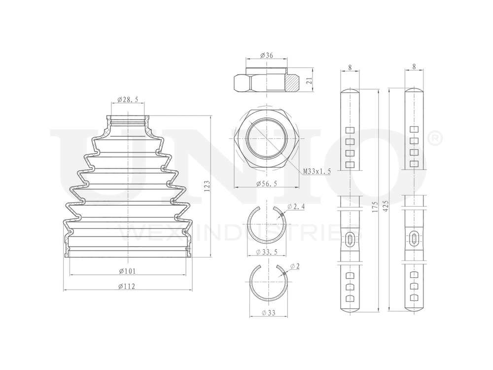 Пыльник ШРУСа (к-т) UNIO DUC-30048K