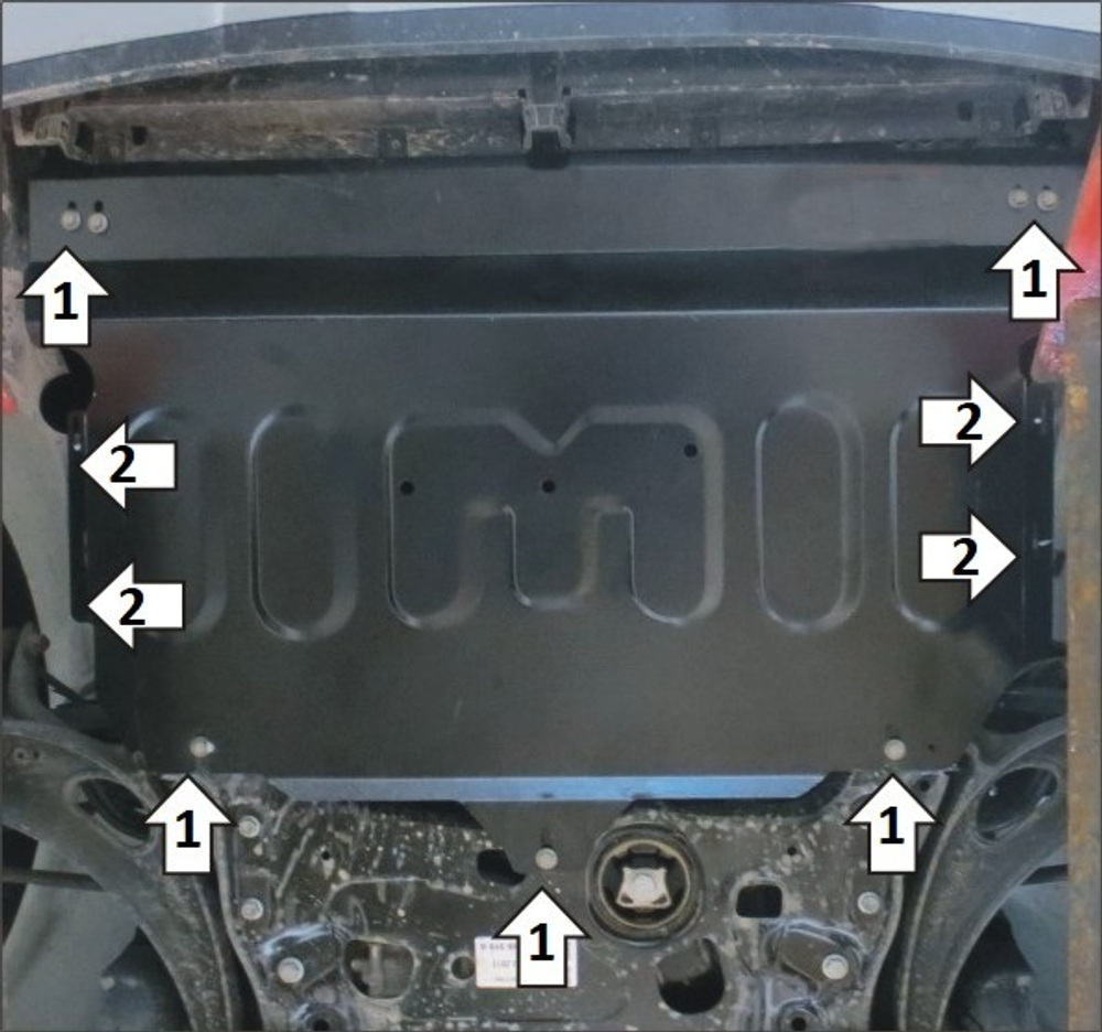 Защита картера Двигателя, КПП, 2 мм, Сталь. для Volkswagen Teramont 2018-2024 MOTODOR.72703