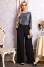 Брюки палаццо Полианна (черные/серебро) Б14828-8М LT Collection