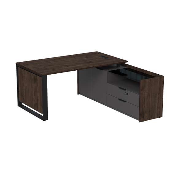 15СОЛД-КЗ.1609 Стол рабочий с люч, на опор двусост тумбе, с ящ (метаб), с код замком (1660*1768*750)