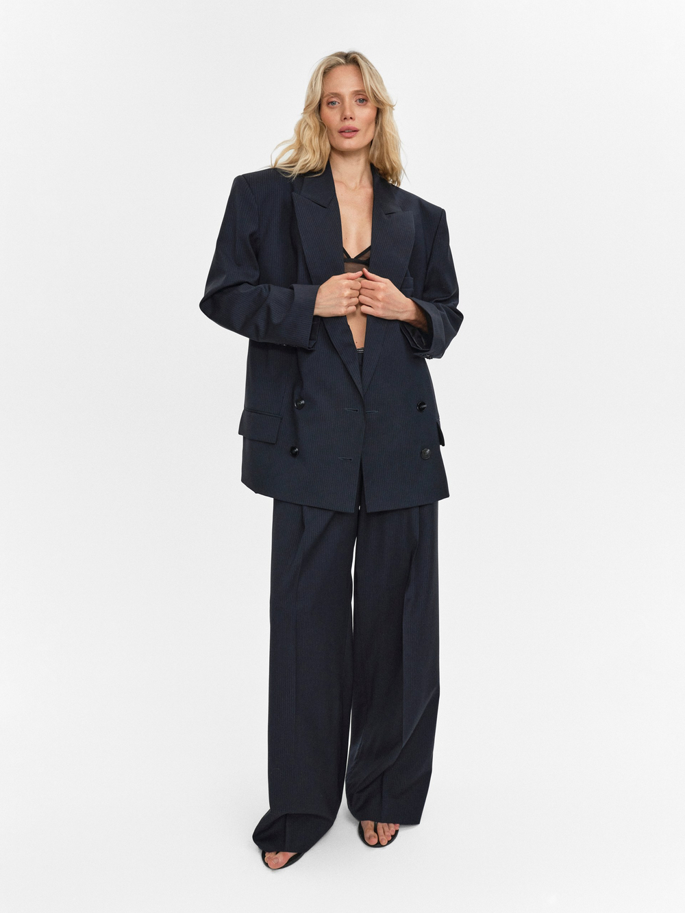 “Striped wool jacket” Двубортный жакет из шерсти. (2)