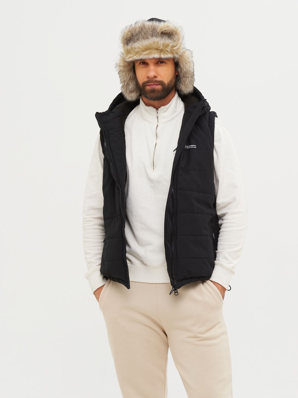 Шапка ушанка зимняя Полюс V-2 с маской ткань Cell цвет Хаки