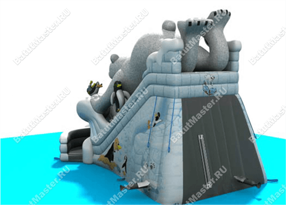 Большой надувной батут-горка "Мишка на севере"