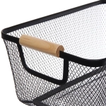 Корзина для хранения металлическая с деревянными ручками «ФАРГО», цвет чёрный, 20*13*30см (лейбл Селфи)