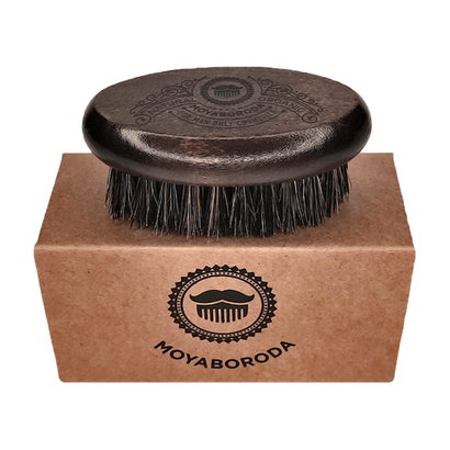 Щетка для бороды и усов MOYABORODA "DARK WOOD MEDIUM" (Средняя жесткость, щетина кабана)