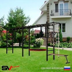 Уличная шведская стенка Sv Sport рукоход х 2 У52611 (Турник/Брусья/Скамья/Гнездо 80см/Кронш бокс/Канат/кольца/лестница)