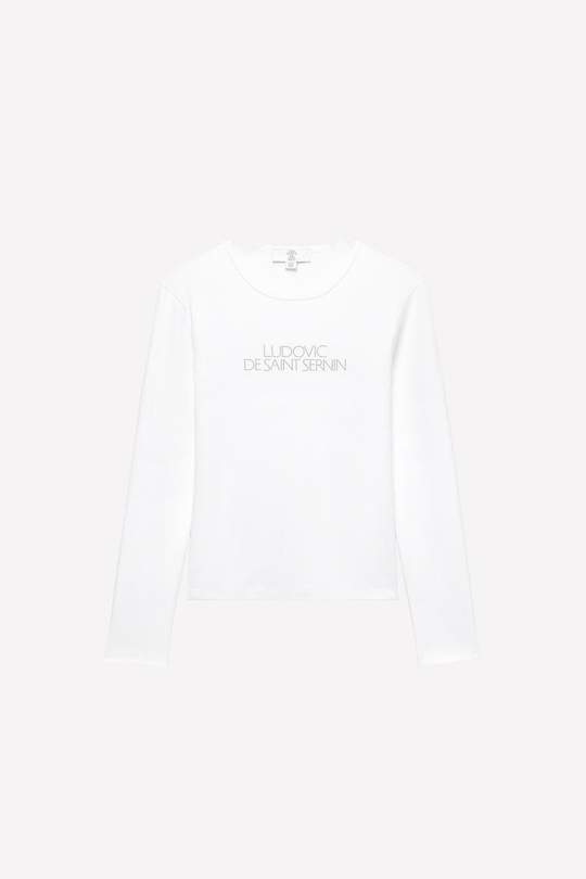 ZARA Х LUDOVIC DE SAINT SERNIN ФУТБОЛКА С БЛЕСТЯЩЕЙ НАДПИСЬЮ, БЕЛЫЙ