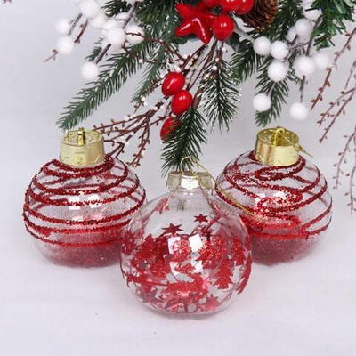 Новогодние шары 8 см (набор 3 шт) "Dream", Рубин (Серпантин)