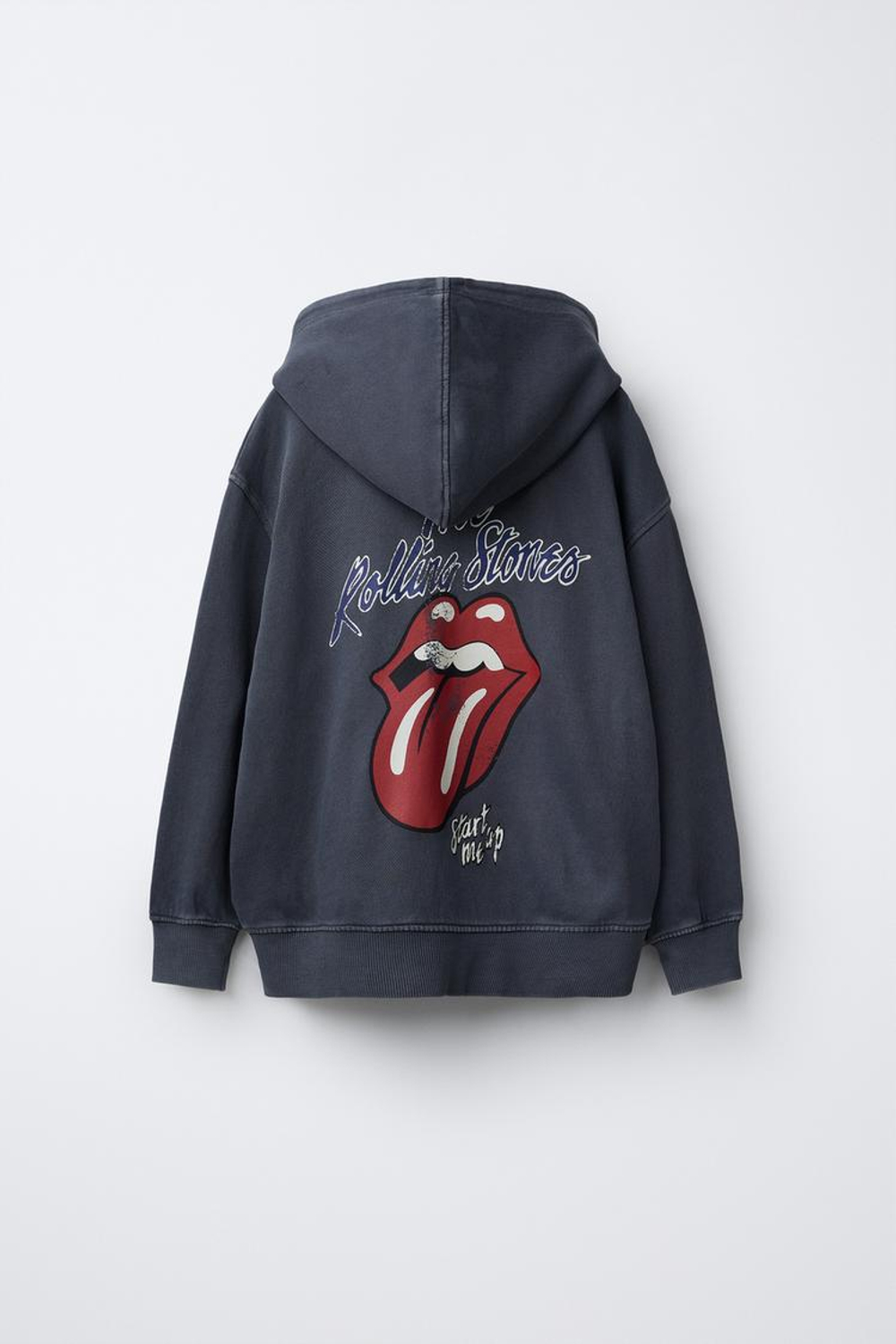 ZARA ТОЛСТОВКА НА МОЛНИИ С ЭФФЕКТОМ ПОТЕРТОСТИ ROLLING STONES ©, АНТРАЦИТОВО-СЕРЫЙ