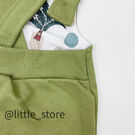 Полукомбинезон из футера с начесом, Хаки