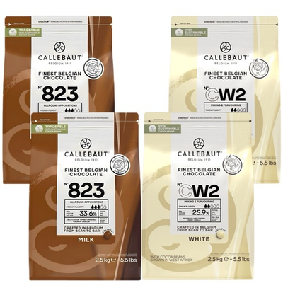 Набор из двух шоколадов «Callebaut» Белый 25.9%, Молочный 33.6%