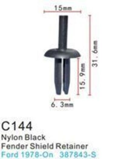 Клипса для крепления внутренней обшивки а/м Форд пластиковая (100шт/уп.) Forsage клипса C0144(Ford)