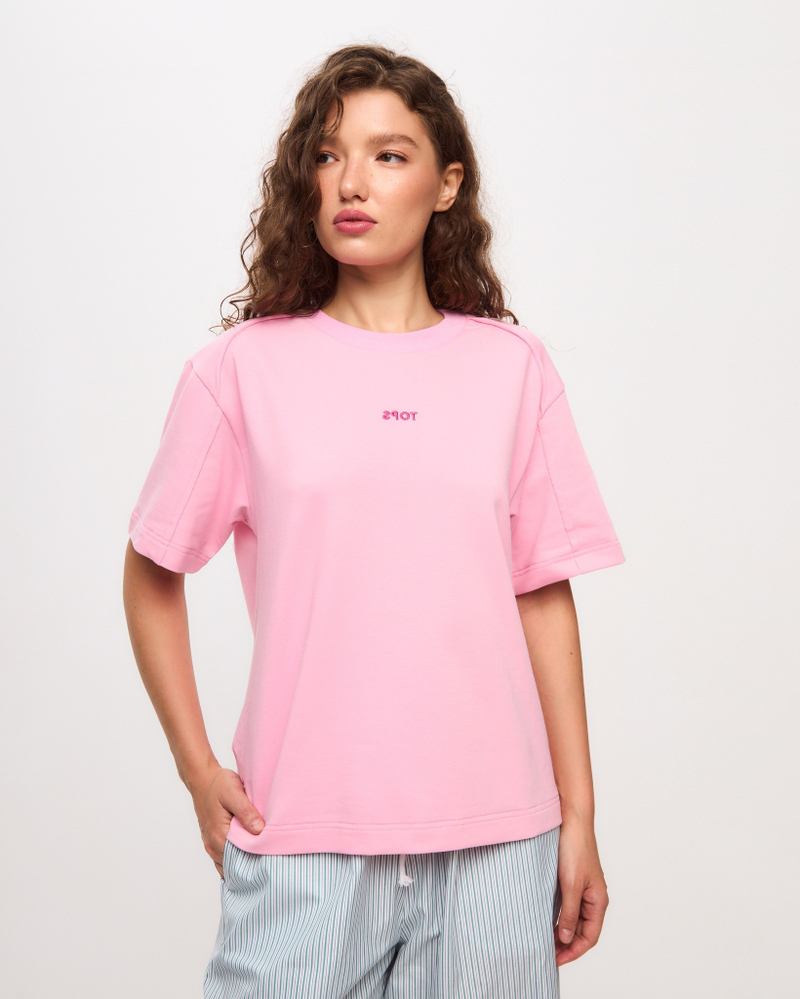 Футболка BASE с вышивкой розовая