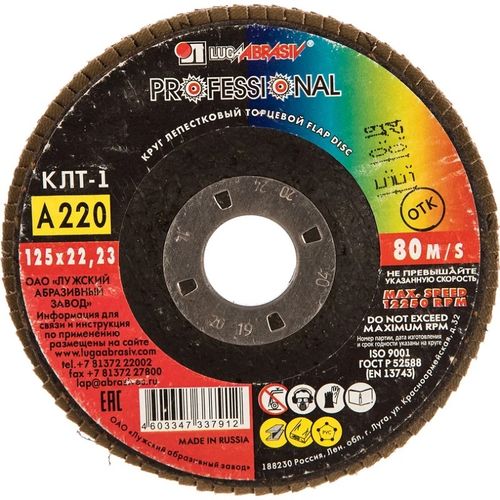 Круг лепестковый торцевой 125х22 P60 Луга