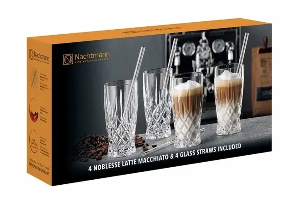 Nachtmann Набор из 4 стаканов для латте Noblesse + соломинки