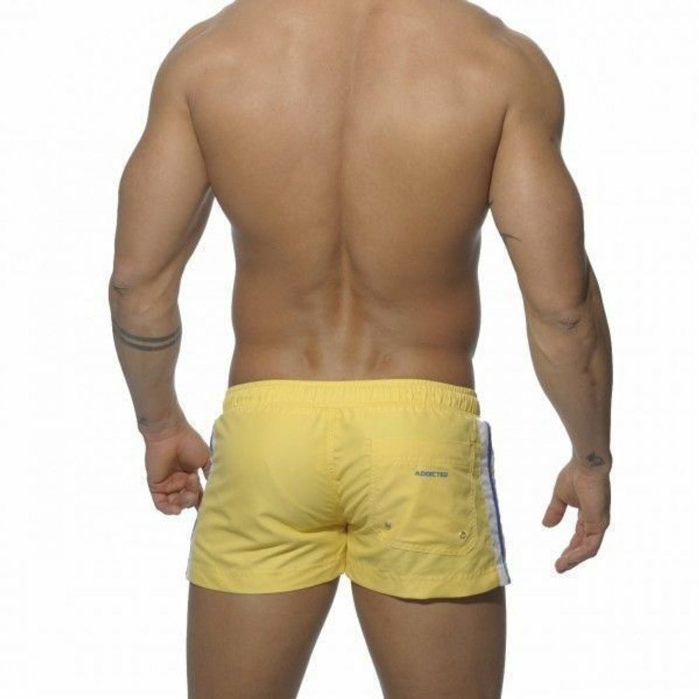 Мужские пляжные шорты желтые Addicted Racing Stripe Swim Shorts Yellow