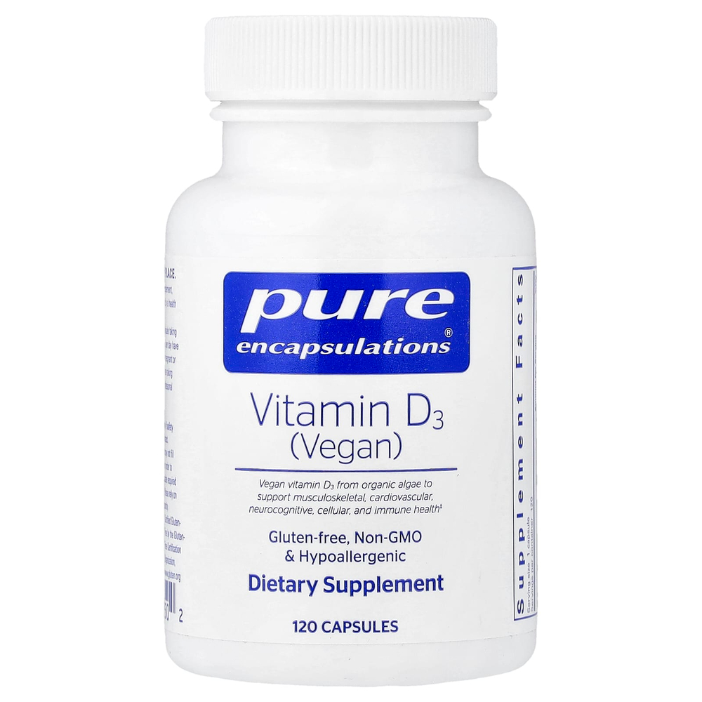 Pure Encapsulations, Vitamin D3 Vegan, 120 Capsules (50 mcg per Capsule)