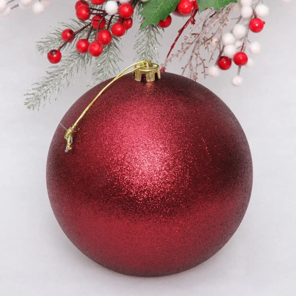 Новогодний шар 20 см «Глиттер», рубин