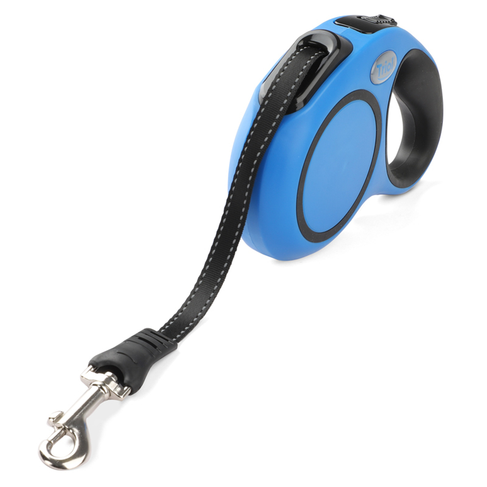 Поводок-рулетка для собак Urban M, 5м до 25кг, лента, синий, Triol