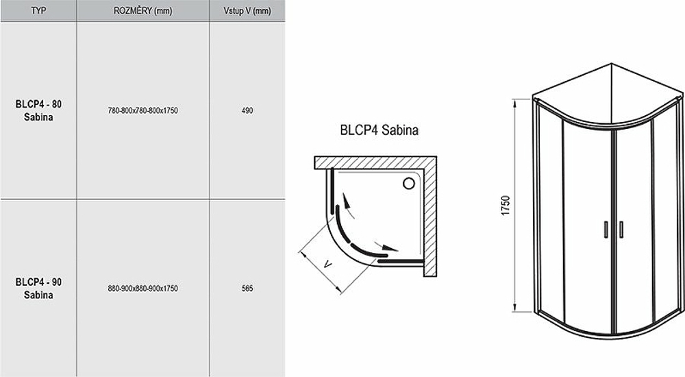 Душевой уголок Ravak Blix BLCP4-90 Sabina 90x90 3B270U40Z1 профиль Сатин стекло прозрачное