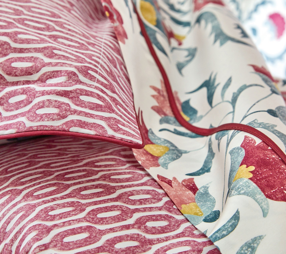 Постельное белье 2 спальное евро Blanc des Vosges Jardin Oriental Carmin Франция премиум