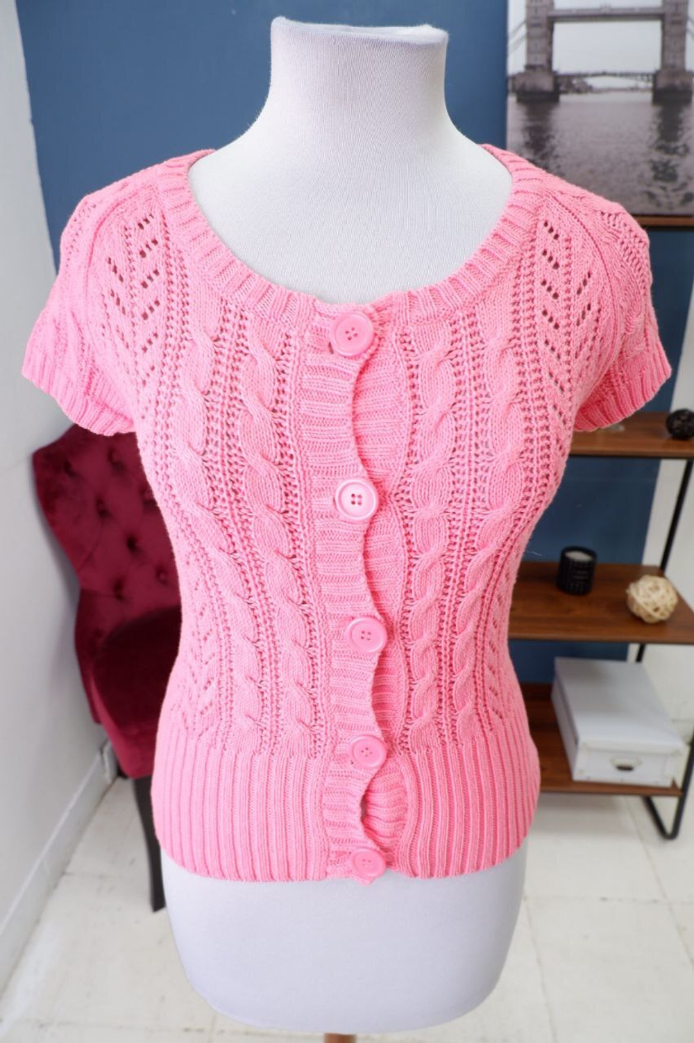 Джемпер Ostin с коротким рукавом розовый 44 размер