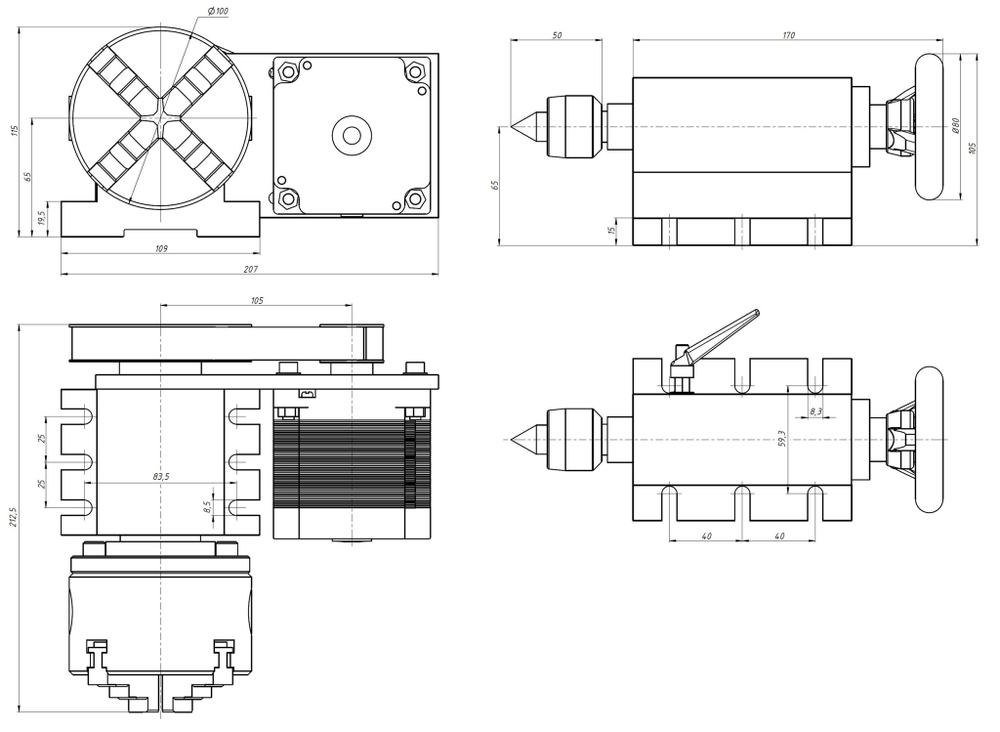 Поворотная ось 100 мм Master