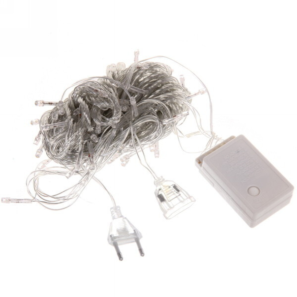 Гирлянда для дома «Водопад» нить 9,5м 100 ламп LED прозрач.пров, 8 реж, IP-20, Мультицвет (возможность соединения)