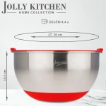 Миска Jolly Kitchen с ручкой, красная, 26 см, нержавеющая сталь 0,5 мм, объем 4,4 л