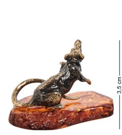 Народные промыслы AM- 399 Фигурка «Крыса» (латунь, янтарь)