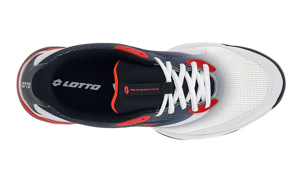 Мужские кроссовки теннисные Lotto Mirage 400 ALR - all white/all black/red poppy