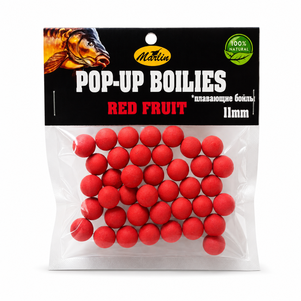 Бойлы Насадочные Плавающие "POP-UPS" в пакете №11 (20гр). Красные фрукты