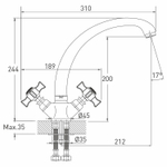 Смеситель для кухни 1/2 кер. MIXLINE ML30-031 "Classic" низкий излив