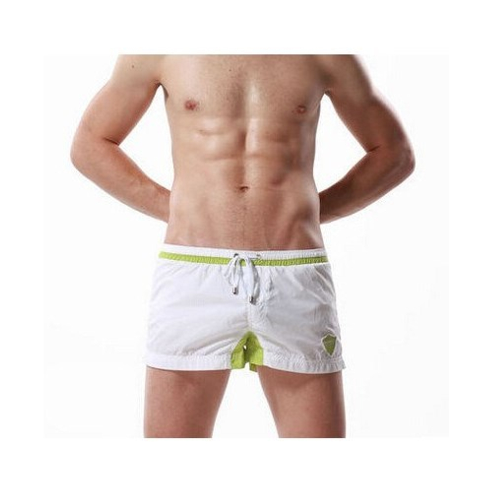 Шорты спортивные белые с салатовой вставкой SEOBEAN HEALTH  SHORTS WHITE GREEN 50603