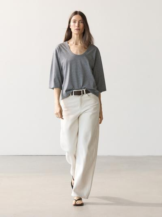 Massimo Dutti Футболка с высоким воротником, серый меланж