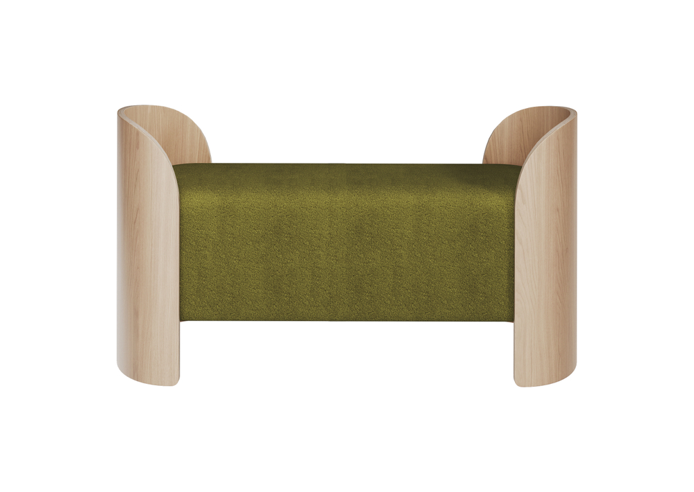 Банкетка Lagom 2 120 см (зеленый, натуральный дуб)