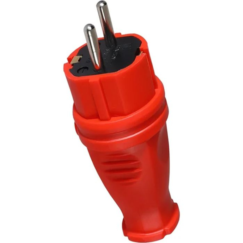 Вилка прямая каучук 2P+PE 1x16А 220-240V IP44, красная SBE-16-P07-Rr SmartBuy